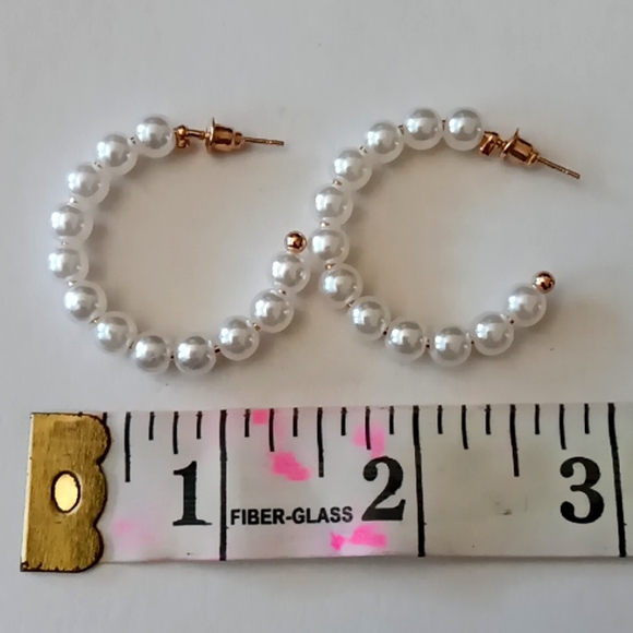 4/$10 Big Faux Pearl Hoops - Picture 2 of 2